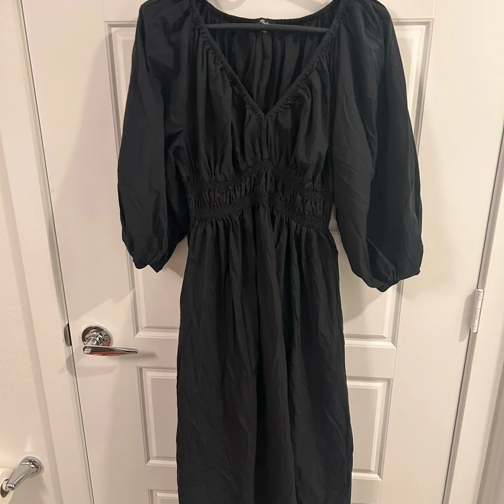 Madewell V neck balloon sleeve maxi Black Long Sleeve Dress - Picture 5 of 12